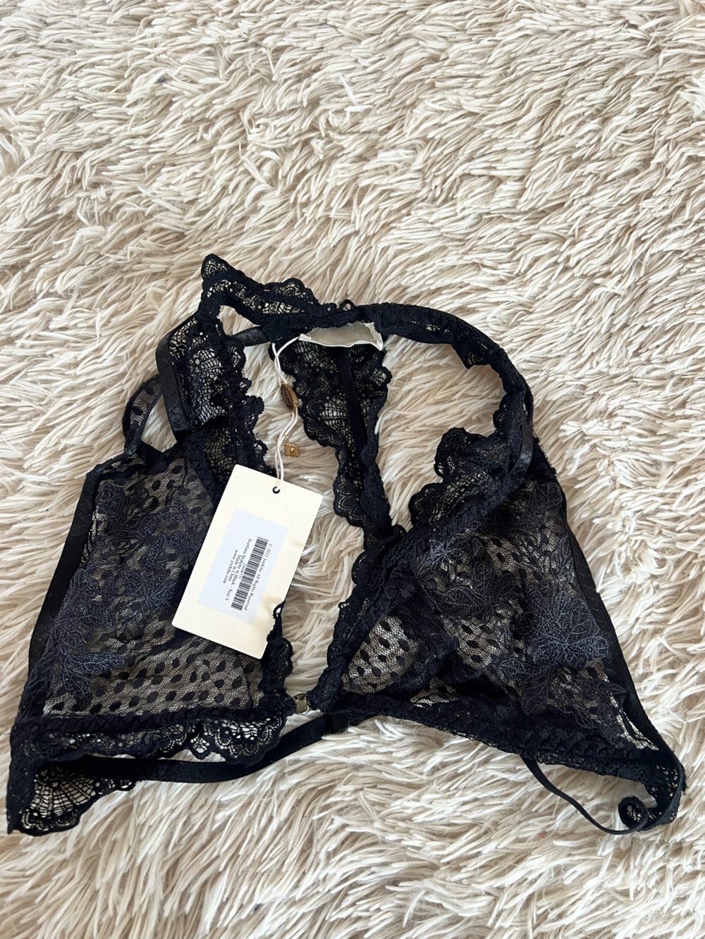 Delicate Black Lace Bralette with Floral Detailing